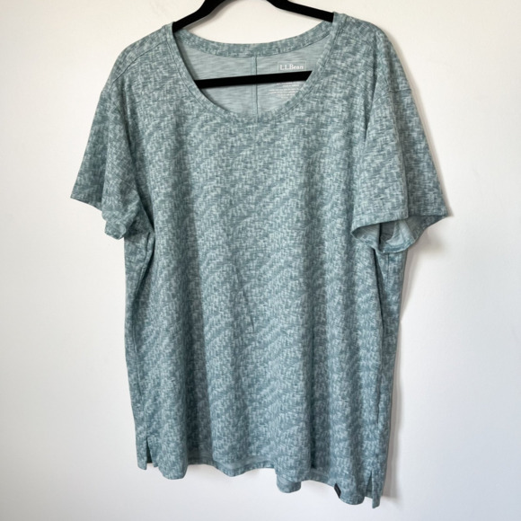 LL Bean Streamside SS Tee Light Green Geometric Womens Plus 2X Stretch Outdoor - Picture 4 of 9